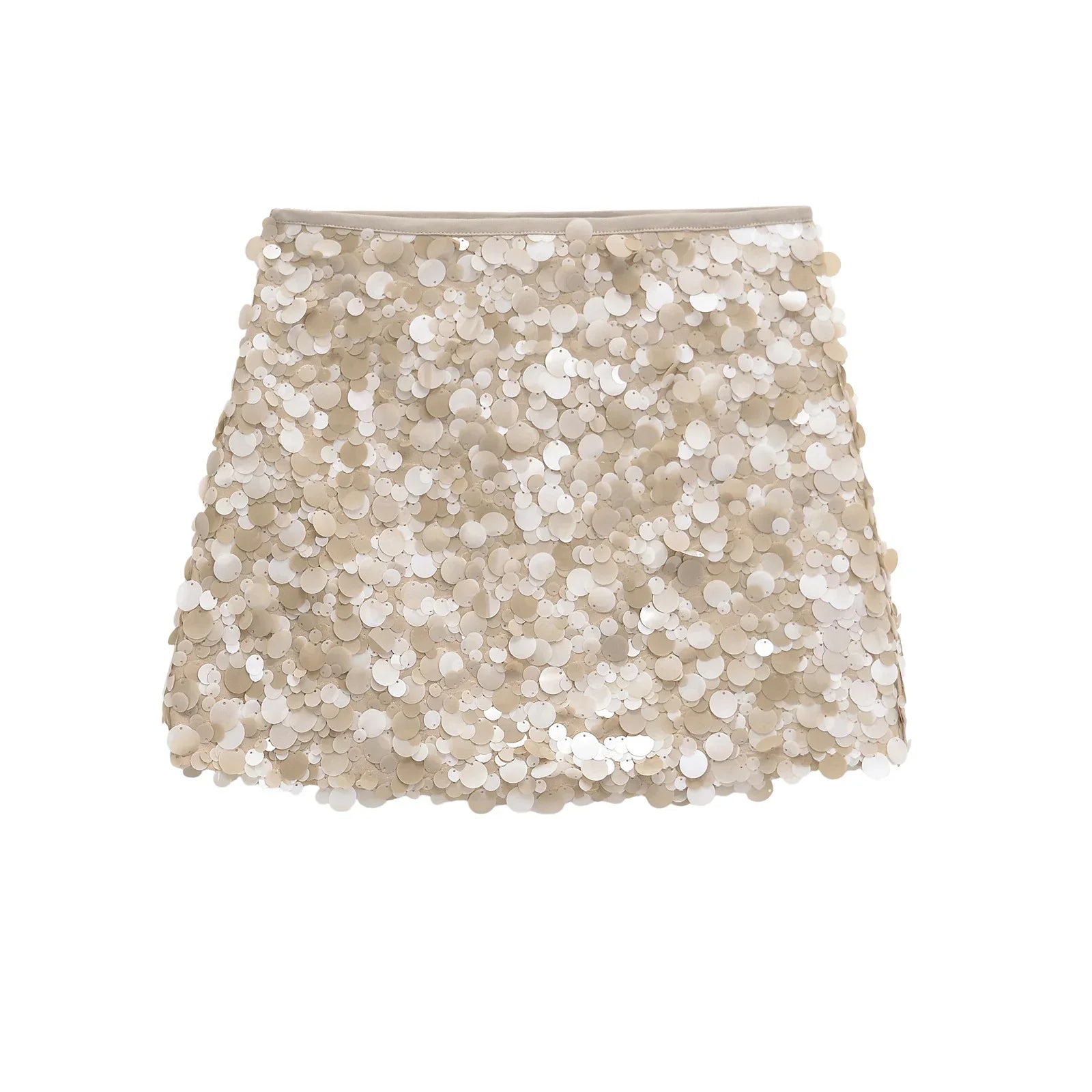 Women French Short Bead Embellished Sequin Skirt | Mini Skirt