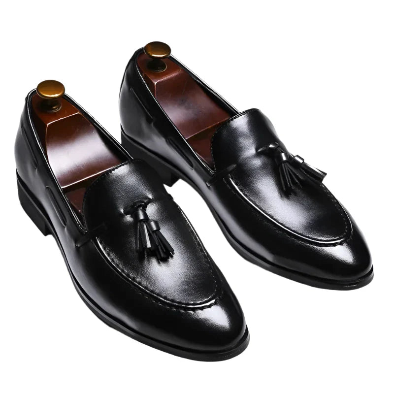 Man Tassel Italian Leather Loafers black