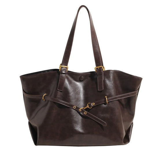 Women Tote Bag | Retro Leather Shoulder Handbag | Y2K Handbag Brown
