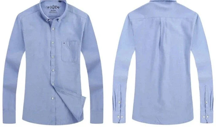Plain Oxford Long-Sleeve Shirt Men | Office Shirt | Slim Fit Single Pocket Shirt