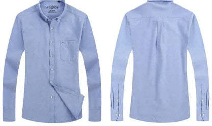 Plain Oxford Long-Sleeve Shirt Men | Office Shirt | Slim Fit Single Pocket Shirt