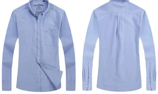 Plain Oxford Long-Sleeve Shirt Men | Office Shirt | Slim Fit Single Pocket Shirt
