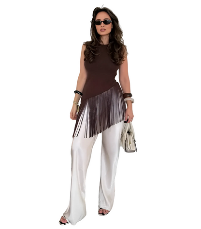 Women Tassel Knitted Top | Sleeveless | Holiday | Summer