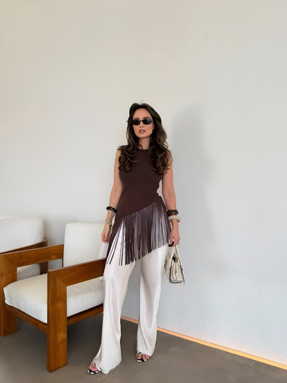Women Tassel Knitted Top | Sleeveless | Holiday | Summer