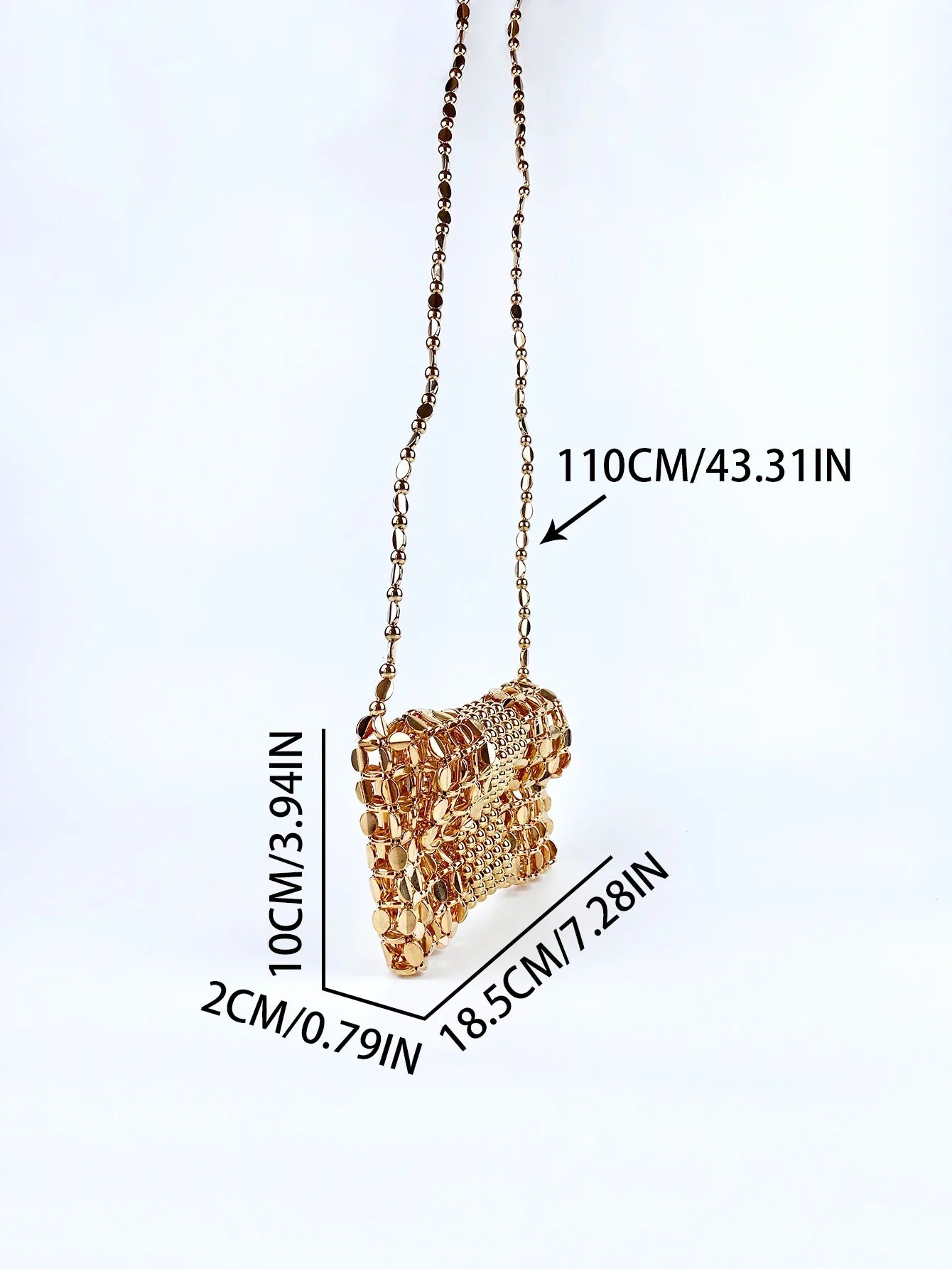 Women Gold Woven Chain Crossbody Bag | Handmade Beaded Bag