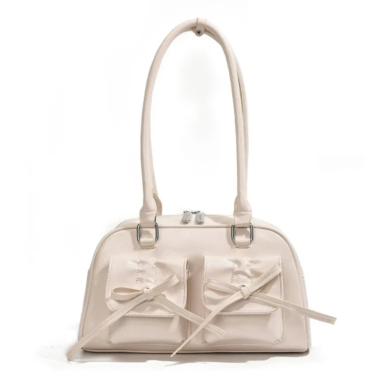 Women Bowknot Shoulder Bag White