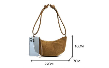Women Leather Suede Dumpling Crossbody Bag