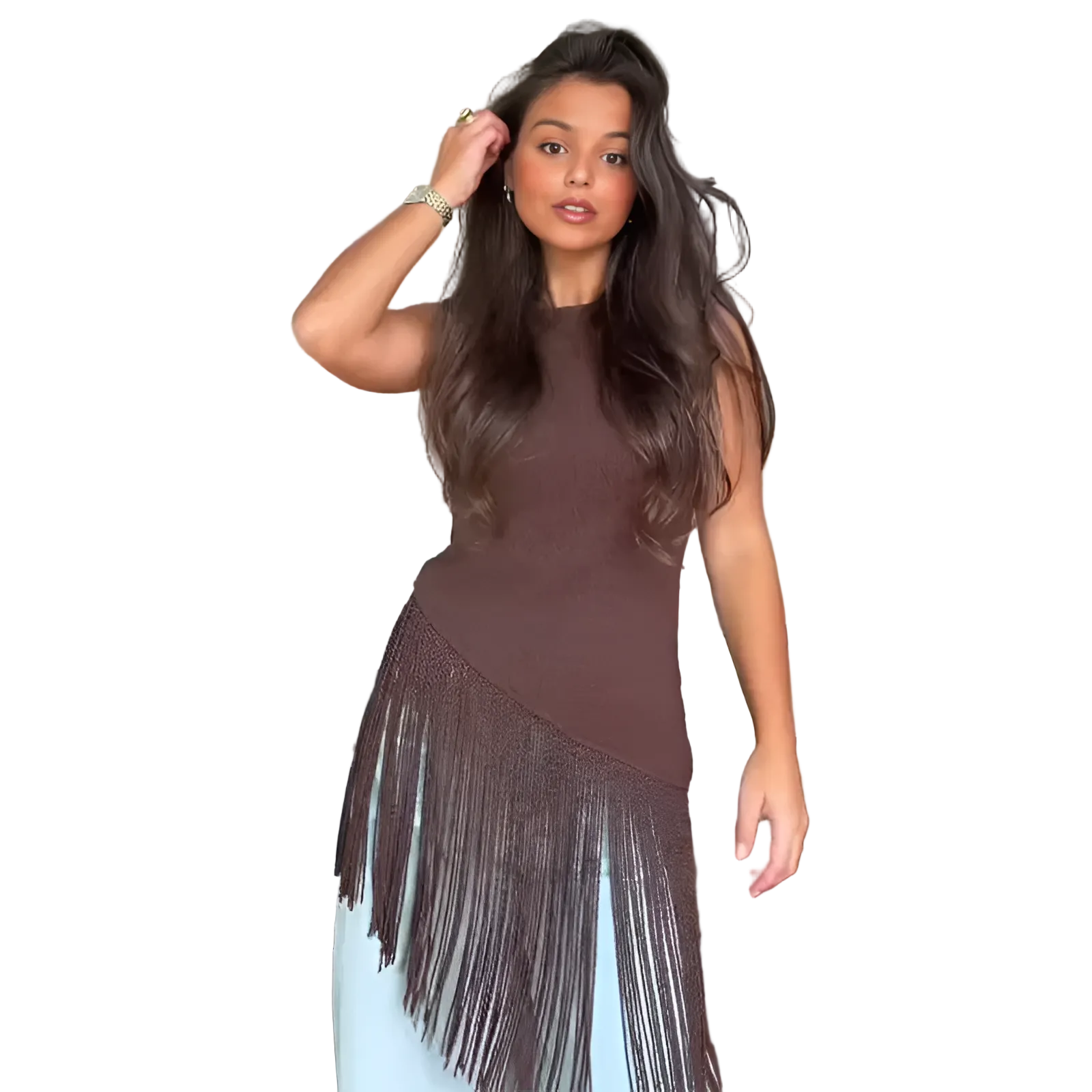 Women Tassel Knitted Top | Sleeveless | Holiday | Summer