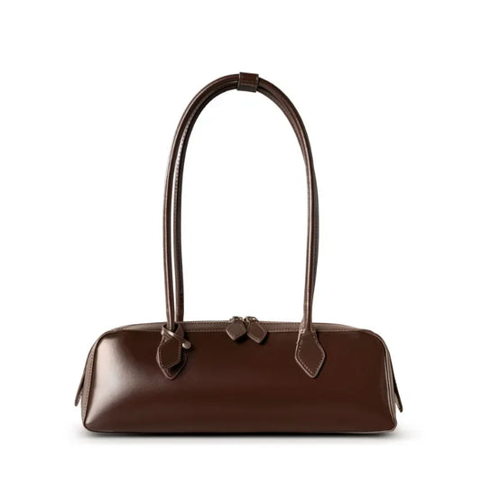 Women Leather Bag | Luxury Vintage | Long Shoulder Shopping Bag | Underarm Bag | Baguette Brown