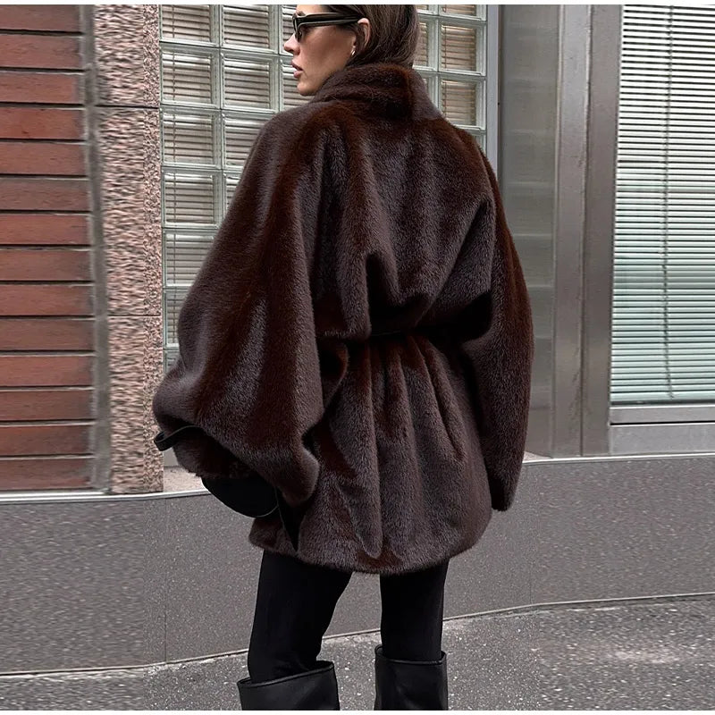 Women Vintage Fur Coat | Wrap Coat
