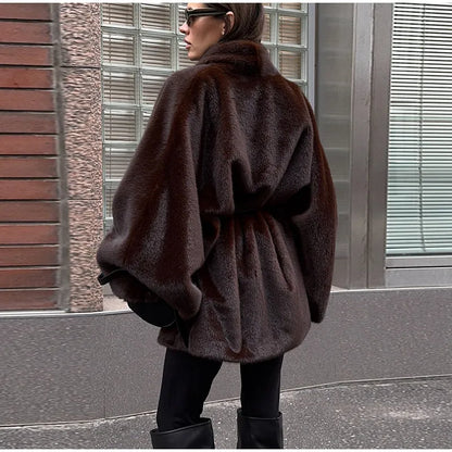 Women Vintage Fur Coat | Wrap Coat
