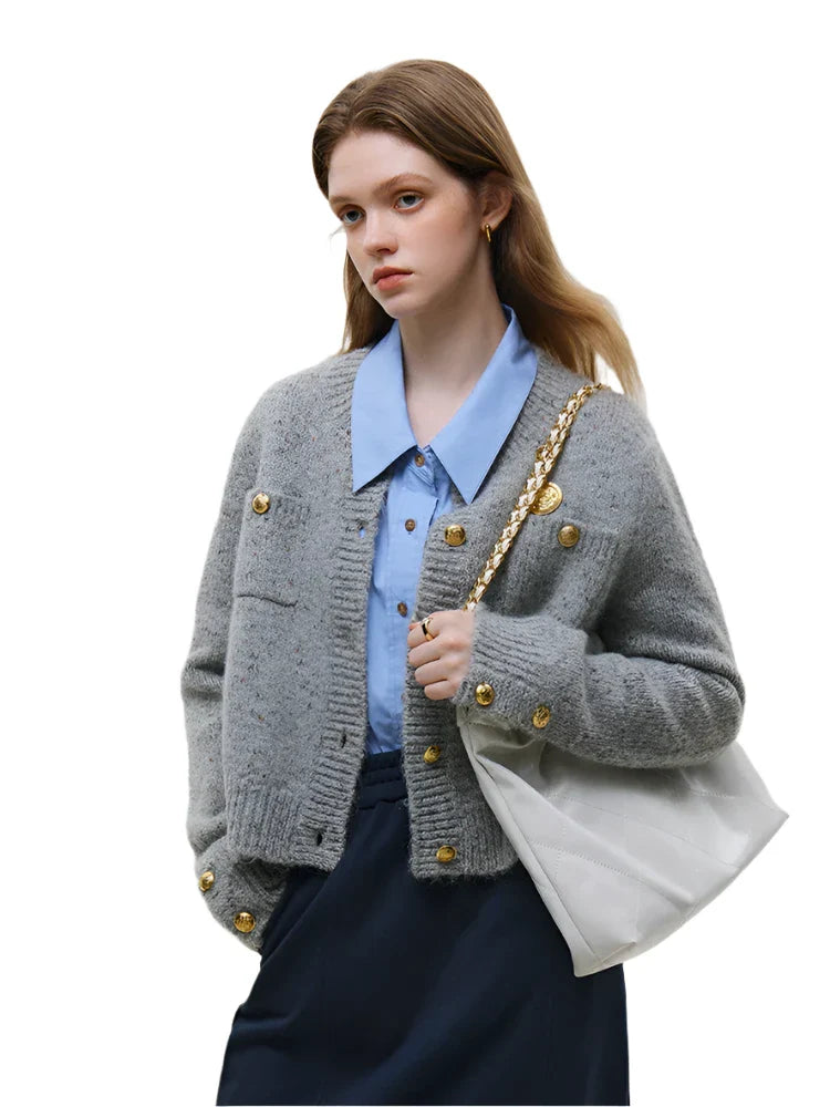 Women Wool Short Knitted Cardigan