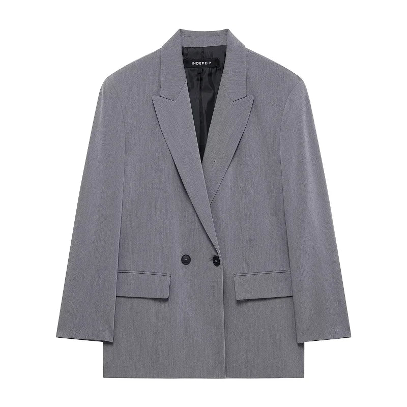 Women Oversized Blazer | Jacket | Office Casual Long Blazer | Spring | Long Sleeve Gray