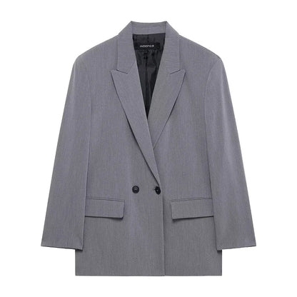 Women Oversized Blazer | Jacket | Office Casual Long Blazer | Spring | Long Sleeve Gray
