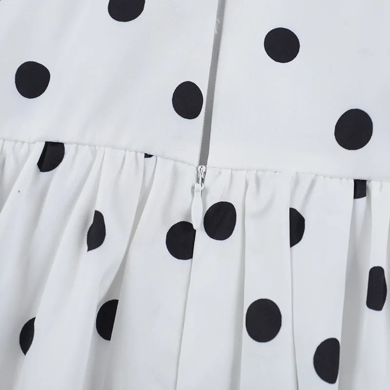 Women Polka Dot Vacation Mini Dress | High Waist | Ball Gown Dress | Sleeveless | Halter Neck