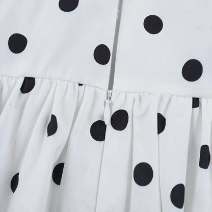 Women Polka Dot Vacation Mini Dress | High Waist | Ball Gown Dress | Sleeveless | Halter Neck