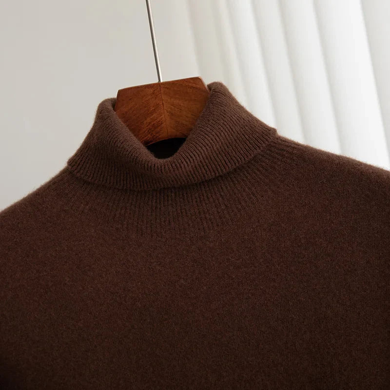 Men Merino Wool Turtleneck Knitted Pullover | Merino Wool Sweater | Cashmere Warm Knit Top