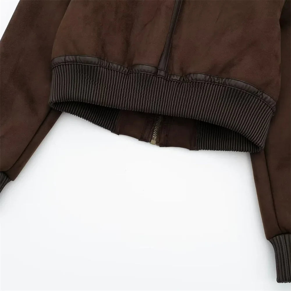 Women Brown Shearling Lined Jacket