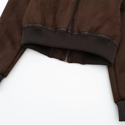 Women Brown Shearling Lined Jacket