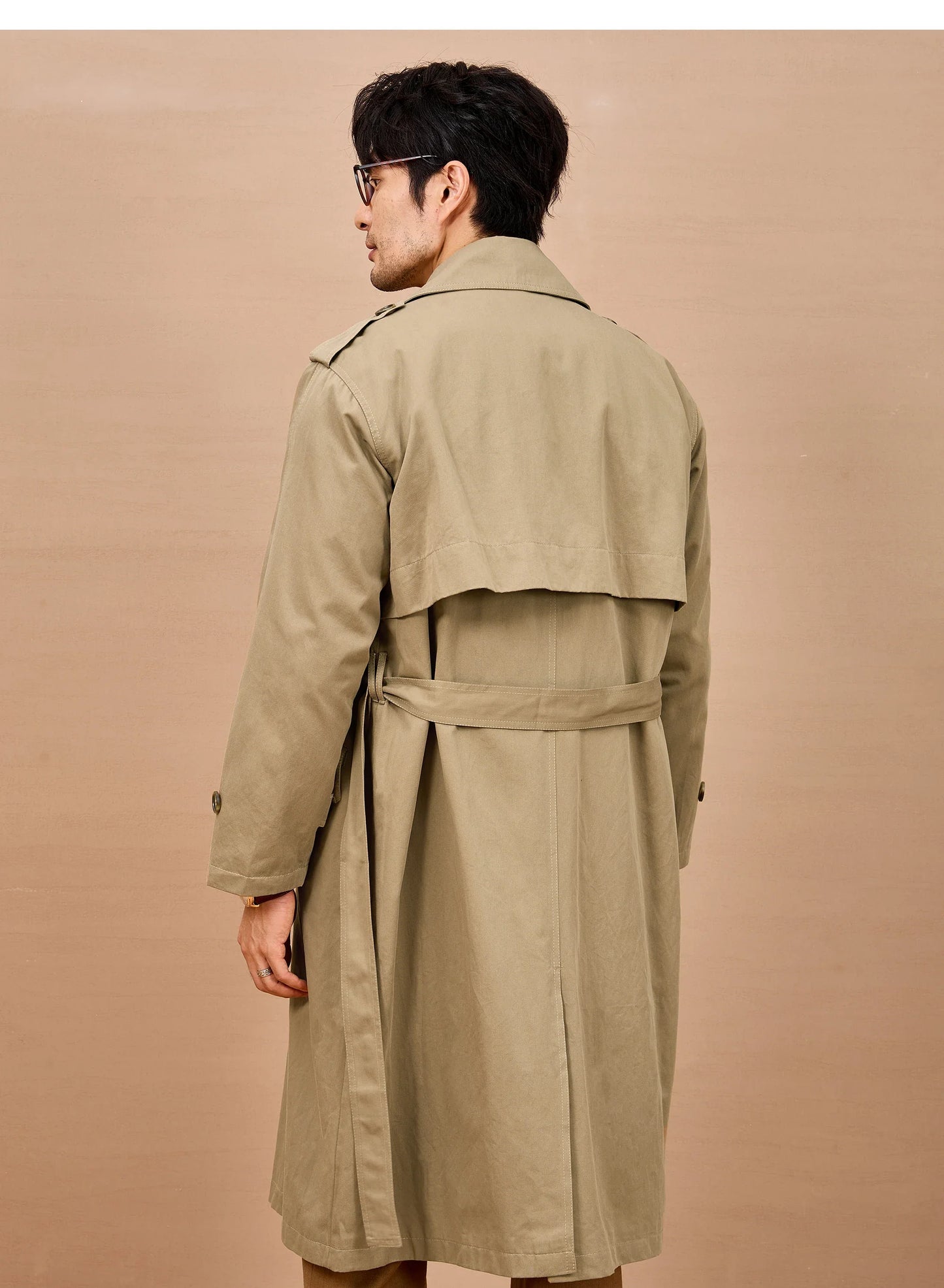 Men Long Trench Coat | Double Breasted | British Style | Spring | Autumn