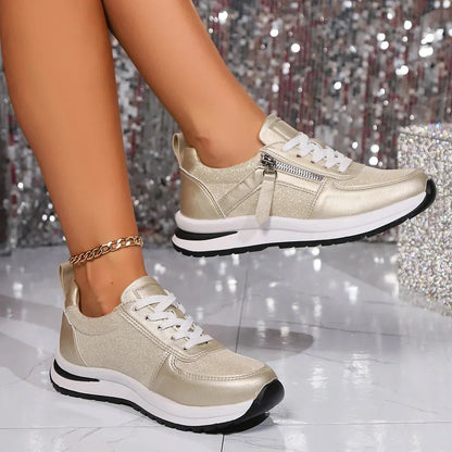 Nova | Women's Lace-Up Zip Sneakers with Platform Sole