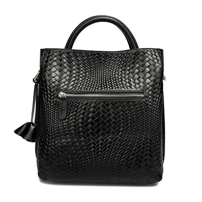 Women Large Capacity Leather Bag | Women Office Bag | Woven Texture Bucket Bag
