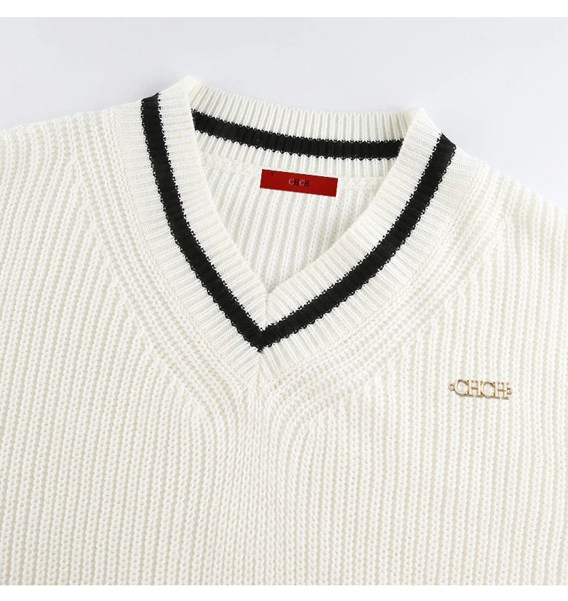 Women Loose Sweater | Autumn | Knitted Pullover | Long Sleeve | V-Neck Knitted Sweater