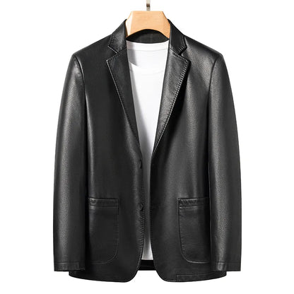 Sheep Leather Casual Suit Men's Jacket | Black Brown Leather Winter Jacket Black