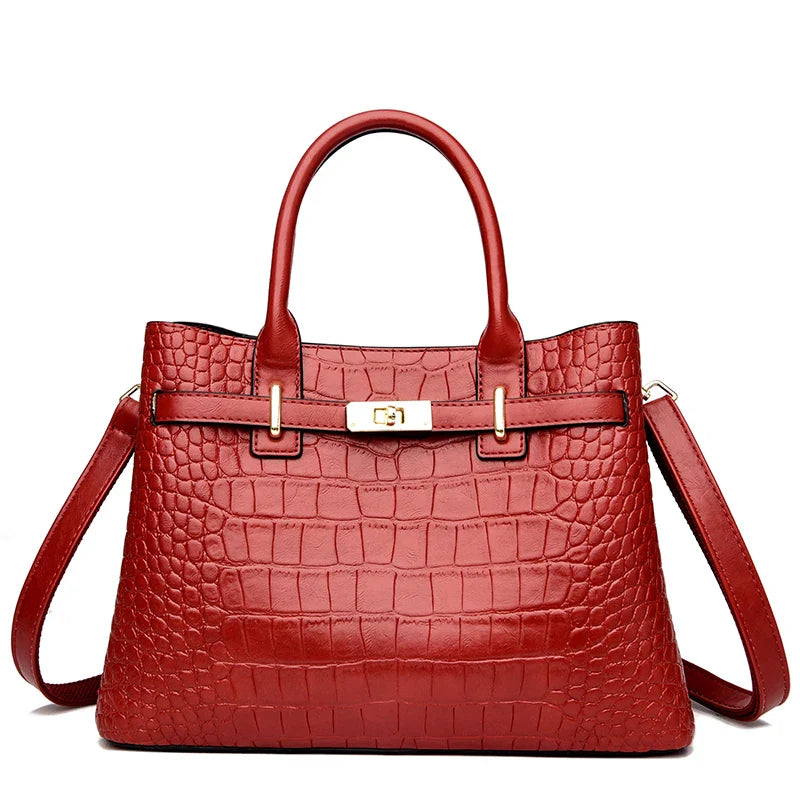 Women 3-layer Leather Handbag | Shoulder Bag Red