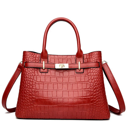 Women 3-layer Leather Handbag | Shoulder Bag Red