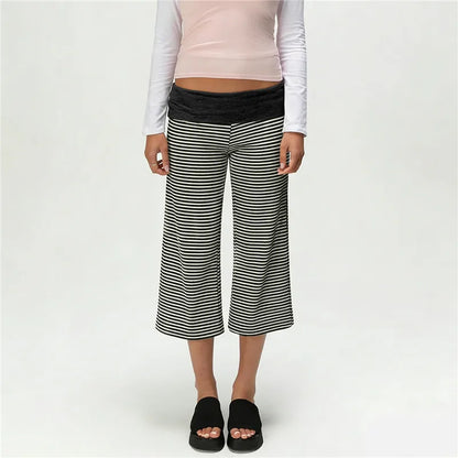 Women Gaucho Pants | Low Rise | Cropped | Wide Leg Capri Pants | Summer