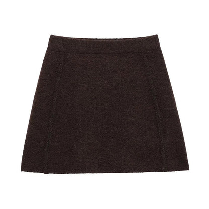 Women Sweater Top and Skirt Set | Flare Sleeve Cardigan | Winter Skirt | Two Piece Set Brown Skirt