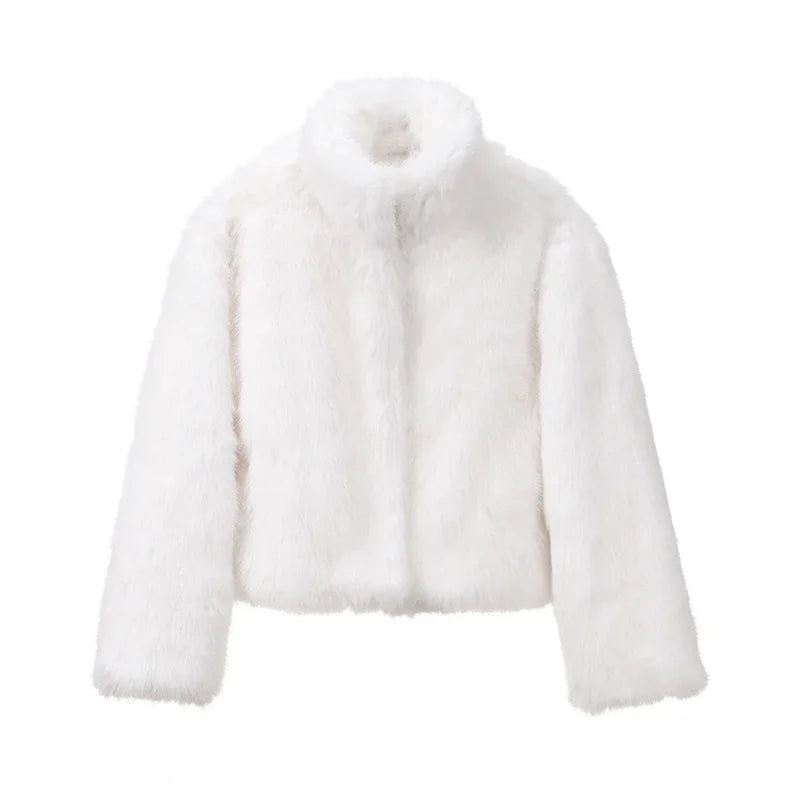 Women Winter Fur Jacket | Thick Warm Short Fur Coat white