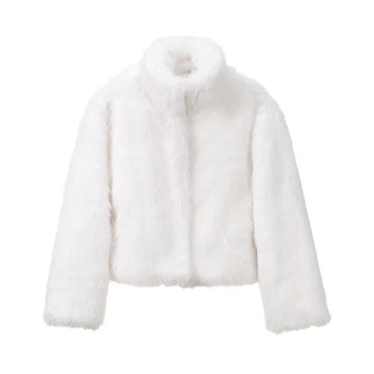 Women Winter Fur Jacket | Thick Warm Short Fur Coat white