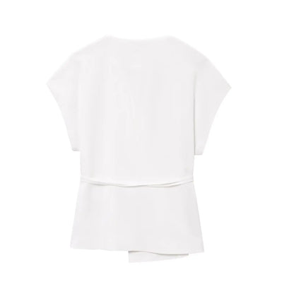 Women Sleeveless V-Neck Top With Belt Straight Pants Set | Top Trouser Suit | 2 Piece Set
