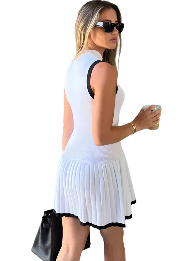 Women Knitted Sport Dress | Tennis Dress | Sleeveless High Waist Casual Sporty Dress