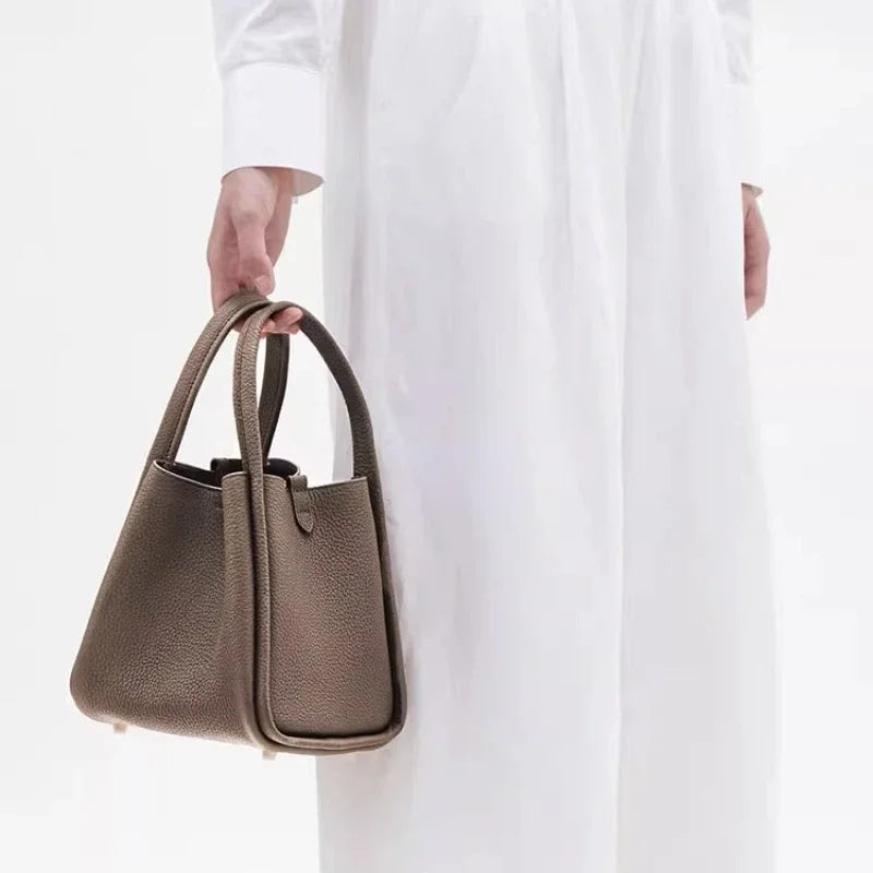 Women Leather Bucket Shoulder Bag | Large Capacity Handbag