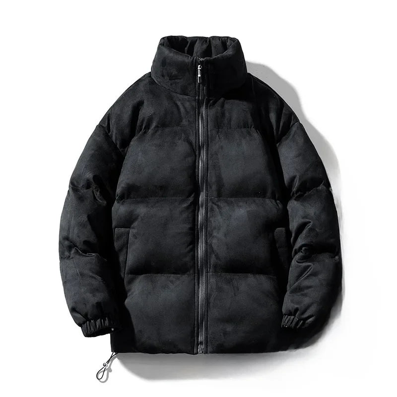Men Warm Puffer Jacket | Windbreaker | Chamois Leather Cotton-Padded Jacket black