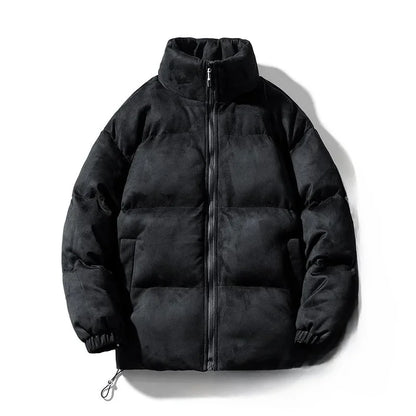 Men Warm Puffer Jacket | Windbreaker | Chamois Leather Cotton-Padded Jacket black