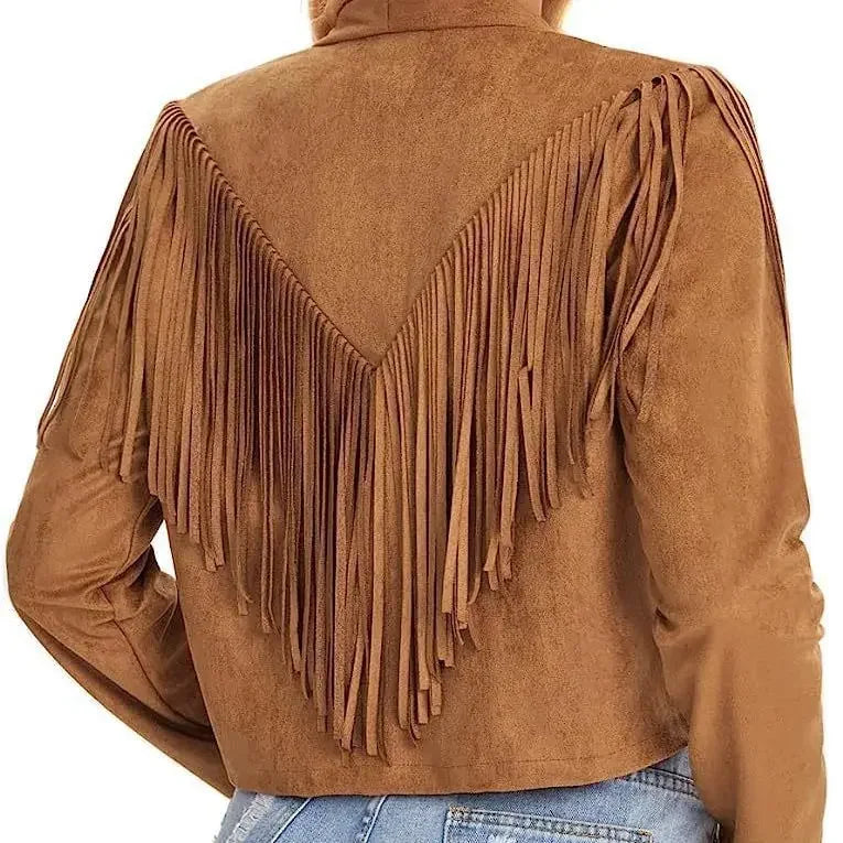 Women Fringed Genuine Leather Jacket | Suede Cowboy Jacket | Fringe Jacket