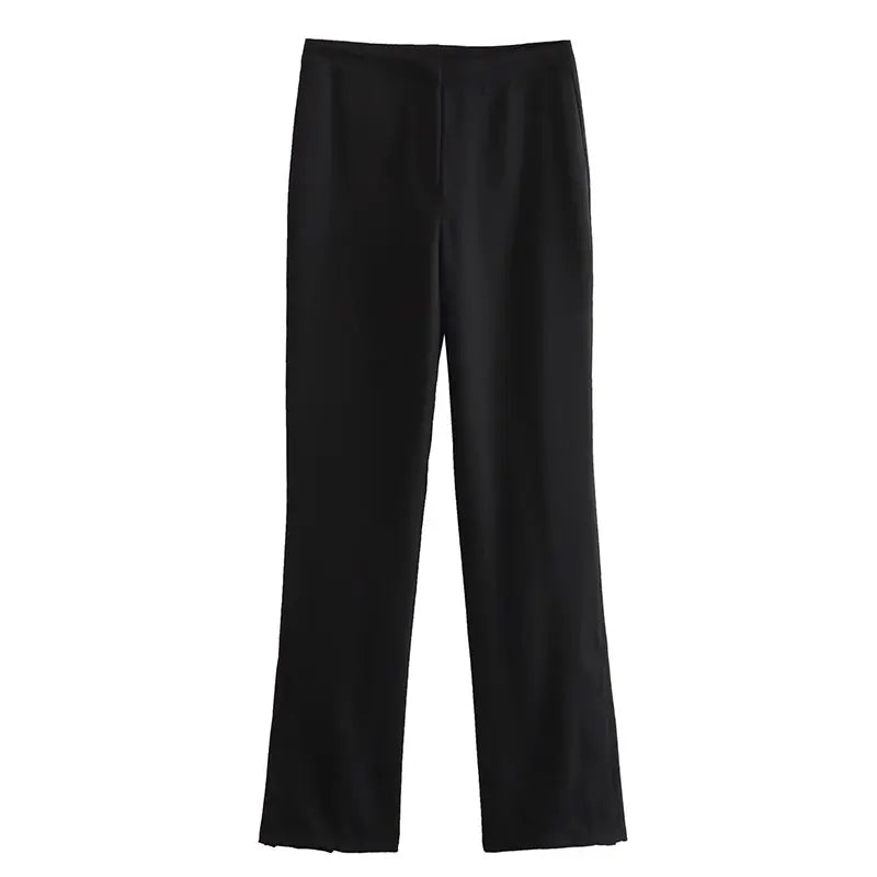 Women Solid Tube Top Pant Suit | Sleeveless Off Shoulder Top and Straight Trousers 2 Piece black pant