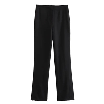 Women Solid Tube Top Pant Suit | Sleeveless Off Shoulder Top and Straight Trousers 2 Piece black pant