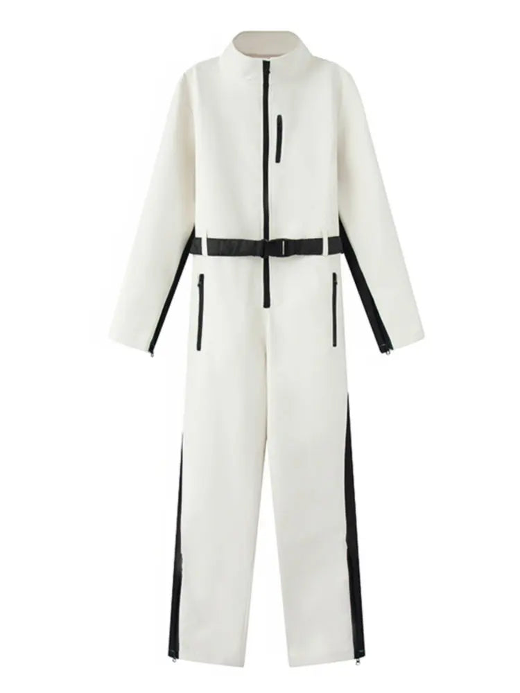 Women Warm Ski Suit | Ski Bodysuit | Long Sleeve | Waterproof | Windproof | Slim Skiing Jumpsuit White