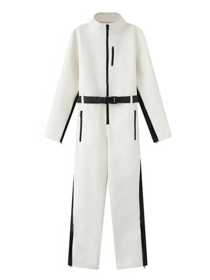 Women Warm Ski Suit | Ski Bodysuit | Long Sleeve | Waterproof | Windproof | Slim Skiing Jumpsuit White