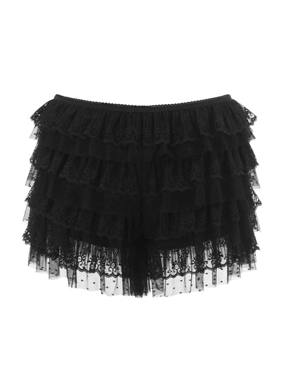 Women Mesh Lace Bloomer Shorts | Y2k | Layered Ruffle Frilly Shorts | Party | Clubwear