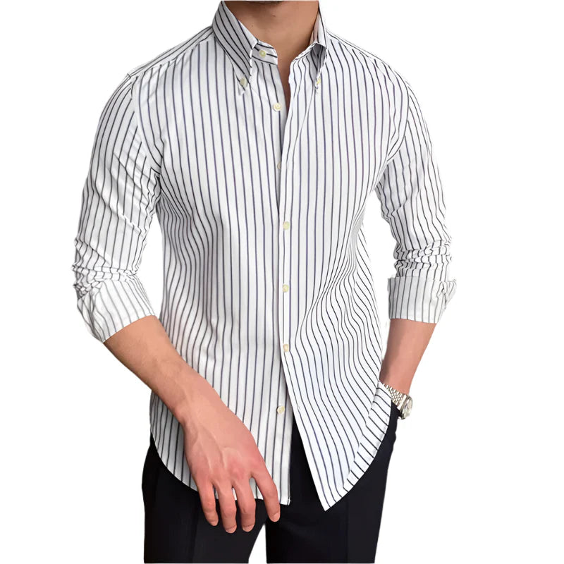 Men Casual Stripe Shirt | Dress Shirt | British Style Long Sleeve Striped Shirt