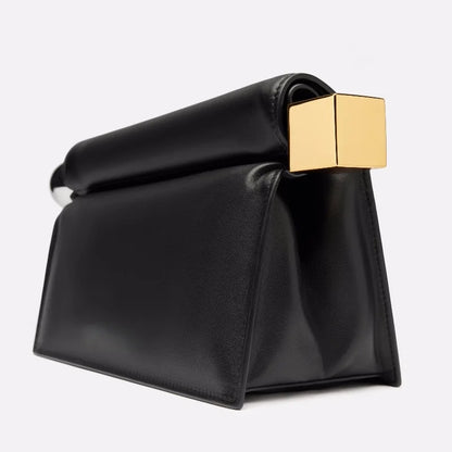 Women Leather Rolled-Up Clutch Bag | Versatile | Folding Clutch | Chain Single-Shoulder Bag | Crossbody Bag