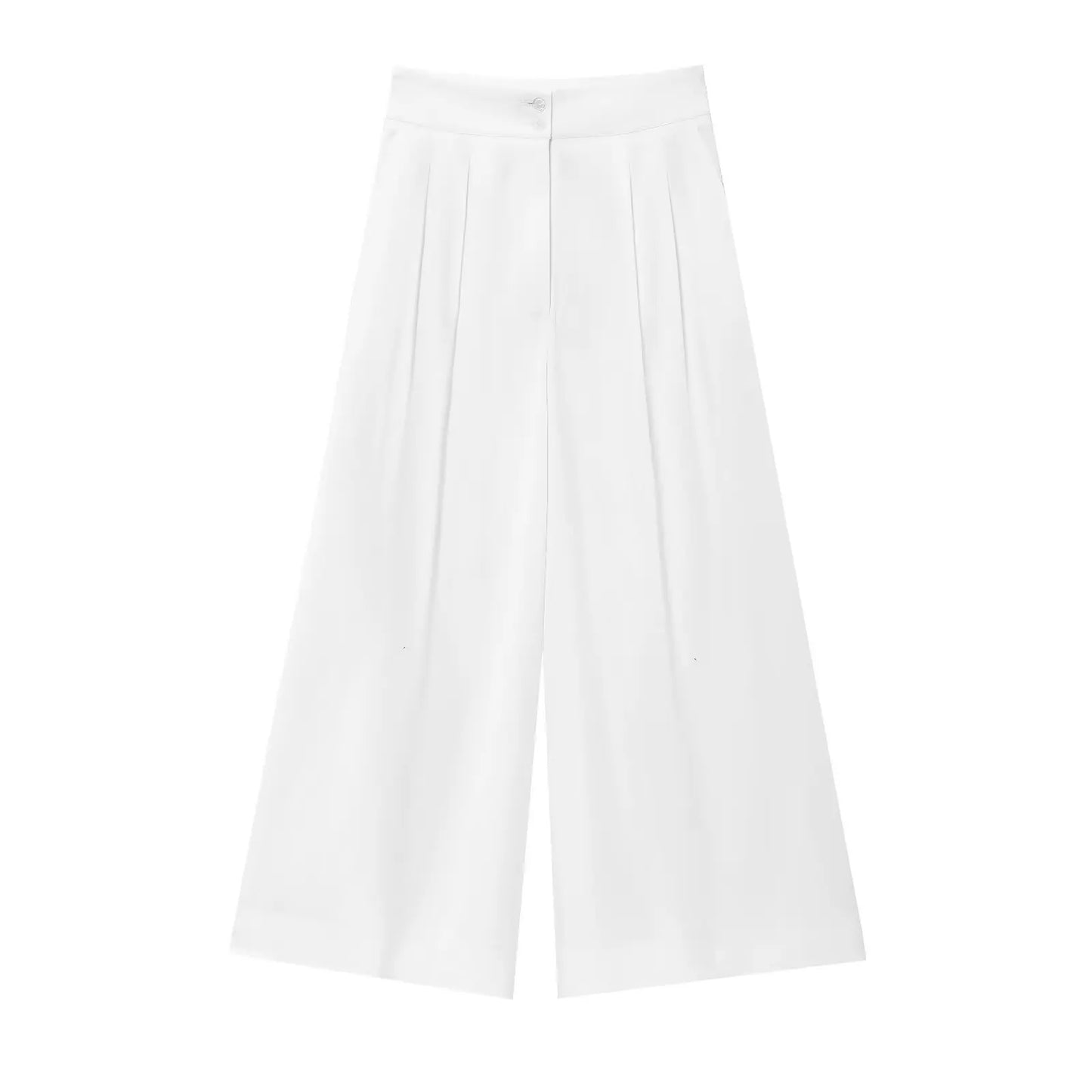 Women Sleeveless V-Neck Top With Belt Straight Pants Set | Top Trouser Suit | 2 Piece Set White Bottom