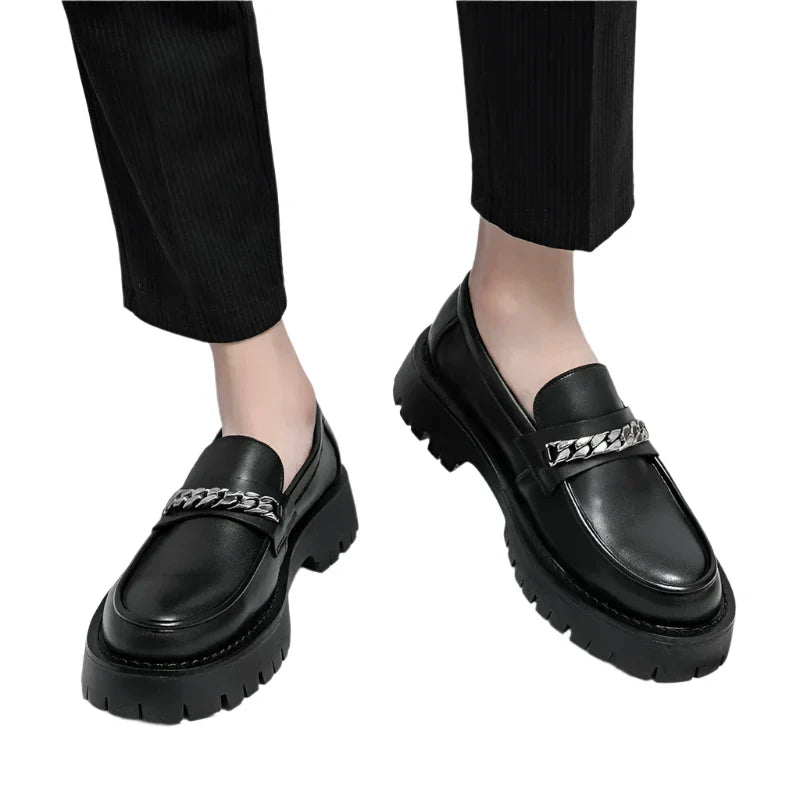 Men Platform Leather Shoes | Men Loafers | Thick Soled