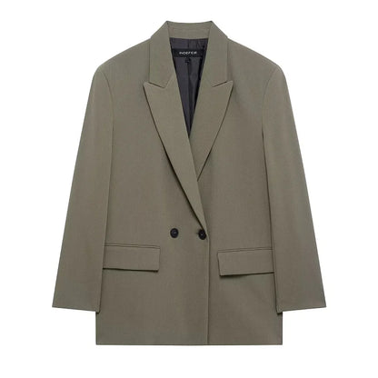 Women Oversized Blazer | Jacket | Office Casual Long Blazer | Spring | Long Sleeve army green